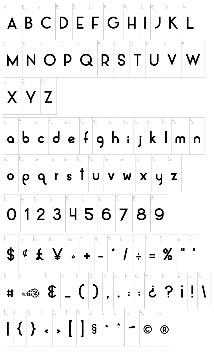 Alpaca font map